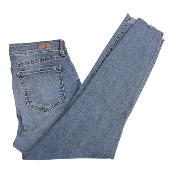 Kut from the Kloth Ankle Raw Step Hem Skinny Jeans Sz 12 Mid Rise Stretchy - Picture 1 of 12